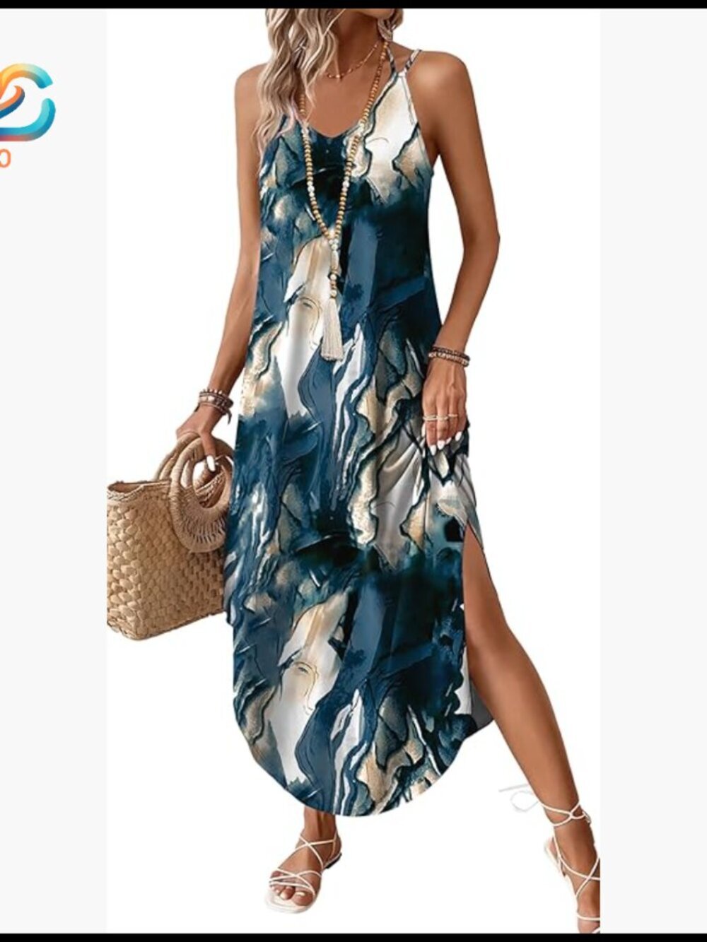 Maxi Halter Dress Boho Sundress Summer Beach Vacation Travel Outfit